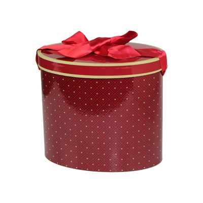 Geometrische Muster-ovalgeschnittener Papppapier-Kasten mit Goldkante