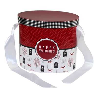 Der zweiteilige Deckel der glücklichen Valentinsgrüße weg von der steifen Papiergeschenkbox mit Band