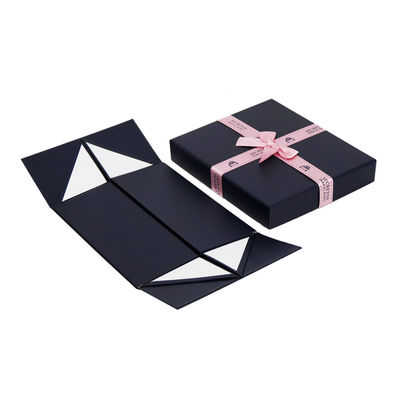 Marine-Blau-zusammenklappbare steife Papiergeschenkbox 24*20*10cm mit Band-Dekor