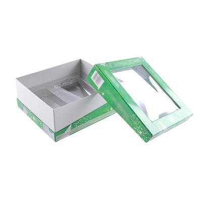 Kosmetische Geschenkbox-klares Fenster des Grün-ISO9001 mit der Hypothenuse-Lippe