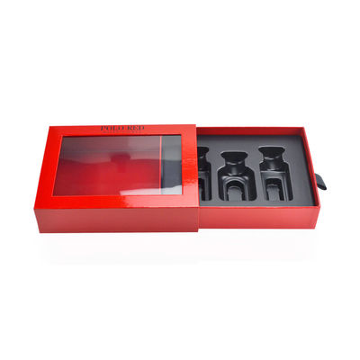 20*15*5cm rote Parfüm-Geschenkboxen schwarzer stempelnder Logo With Black Ribbon