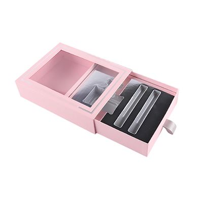 CMYK färben die klaren Fenster-Parfüm-Geschenkboxen, die Fach mit Satin-Abziehvorrichtung schieben