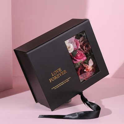 Kundenspezifisches Flachgehäuse-magnetisches Geschenkbox-Rosa-Papier mit Band