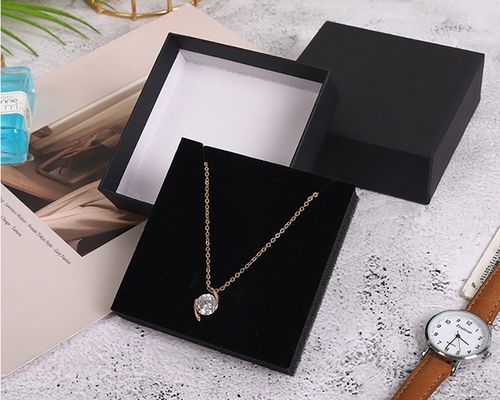 Schmuckschatulle aus schwarzem Papier mit Schubladen Karton Ring Halskette Box Verpackung