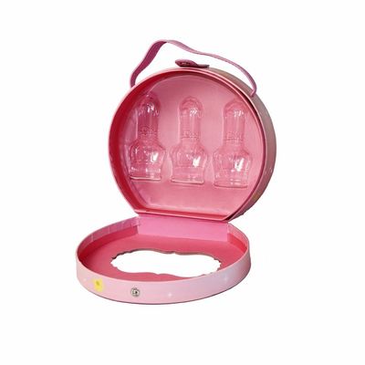 Rosa Schnellschließungs-Geburtstags-Geschenk-Make-upkasten-Runde mit PU-Griff