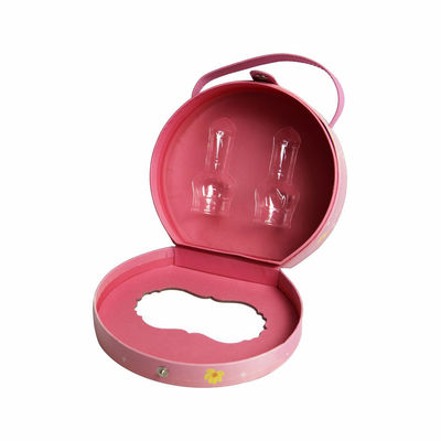 Rosa Schnellschließungs-Geburtstags-Geschenk-Make-upkasten-Runde mit PU-Griff