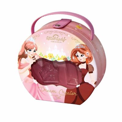 Rosa Schnellschließungs-Geburtstags-Geschenk-Make-upkasten-Runde mit PU-Griff