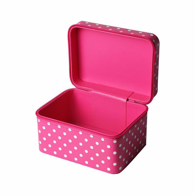 18*13.5*11cm Pink White Dots Portable Cosmetic Box Zipper Closure
