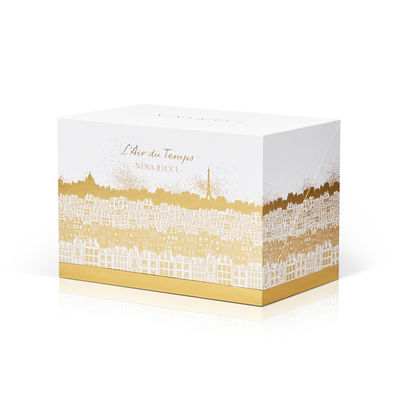 Weiße winklige Parfüm-Geschenkboxen, Pappe lagerten Kasten-Goldstempelndrucken schwenkbar