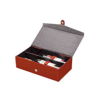 V-Form Klappe faltbarer lederner Wein-Kasten PUs, 2 Flaschen-Wein-Geschenkbox mit magnetischem Knopf