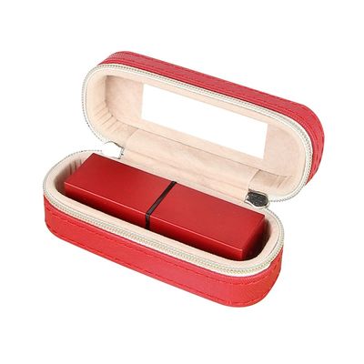 Mini-Reise-Lippenstift-Rechtssache 10*4*3.5cm PUs lederne mit doppelter Reißverschluss-Schließung