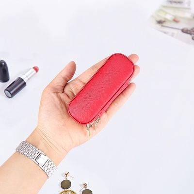 Mini-Reise-Lippenstift-Rechtssache 10*4*3.5cm PUs lederne mit doppelter Reißverschluss-Schließung