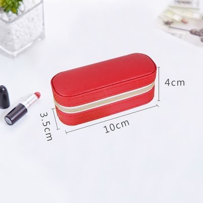 Mini-Reise-Lippenstift-Rechtssache 10*4*3.5cm PUs lederne mit doppelter Reißverschluss-Schließung
