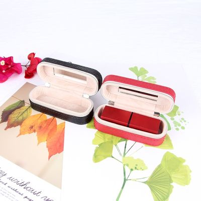Mini-Reise-Lippenstift-Rechtssache 10*4*3.5cm PUs lederne mit doppelter Reißverschluss-Schließung