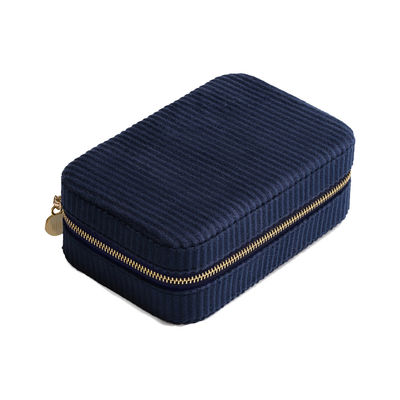 Dunkelblauer Samt-Trio-Reise-Lippenstift-Kasten mit Innenspiegel und EVA Insert