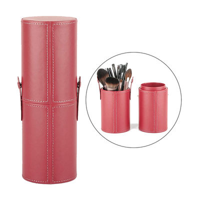 Leder-Satin-Futter zylinderförmiger des Make-upbürsten-Rohr-Kasten-rotes strengen Vegetariers