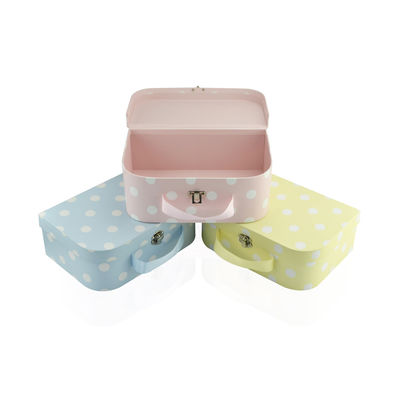 3 Satz-Dot Pattern Cardboard Storage Suitcase-Kasten mit Band-Griff
